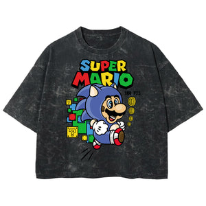 Playera streetwear premium de anime y gaming ExtraLife MX, corte boxy deluxe mineral wash heavyweight en color Acid Wash, moda urbana mexicana de culto.