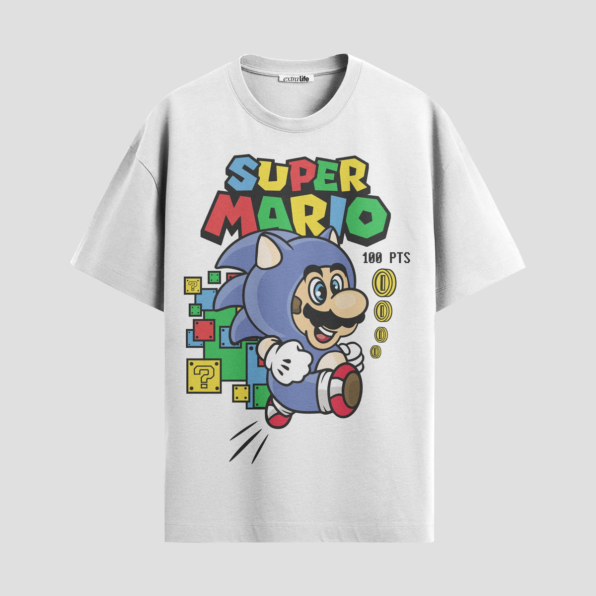 Playera urbana de anime y gaming ExtraLife MX, corte Classic Premium unisex ligero y transpirable en color Deep Black y Pure White, ropa de uso diario para gym y casual.