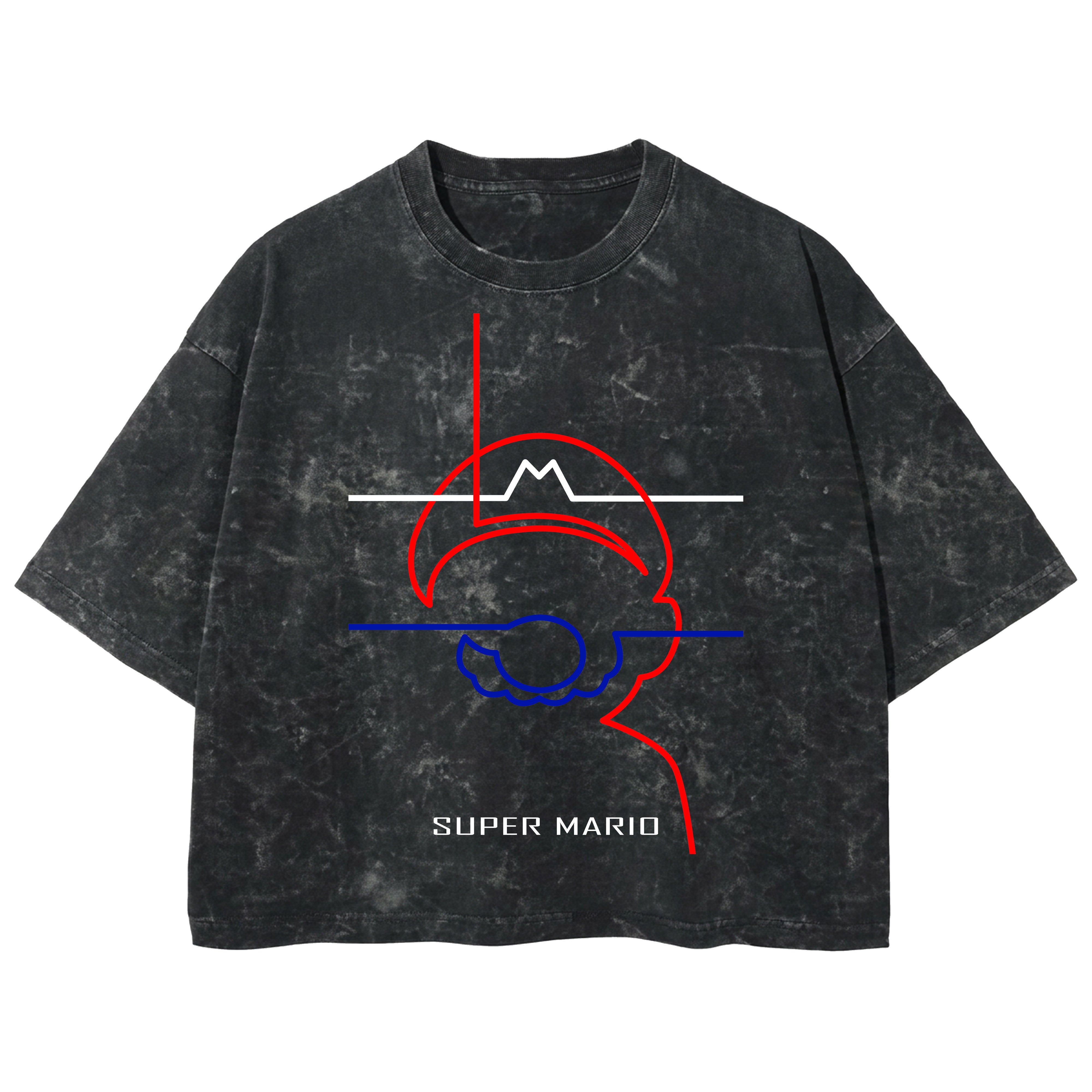 Playera streetwear premium de anime y gaming ExtraLife MX, corte boxy deluxe mineral wash heavyweight en color Acid Wash, moda urbana mexicana de culto.
