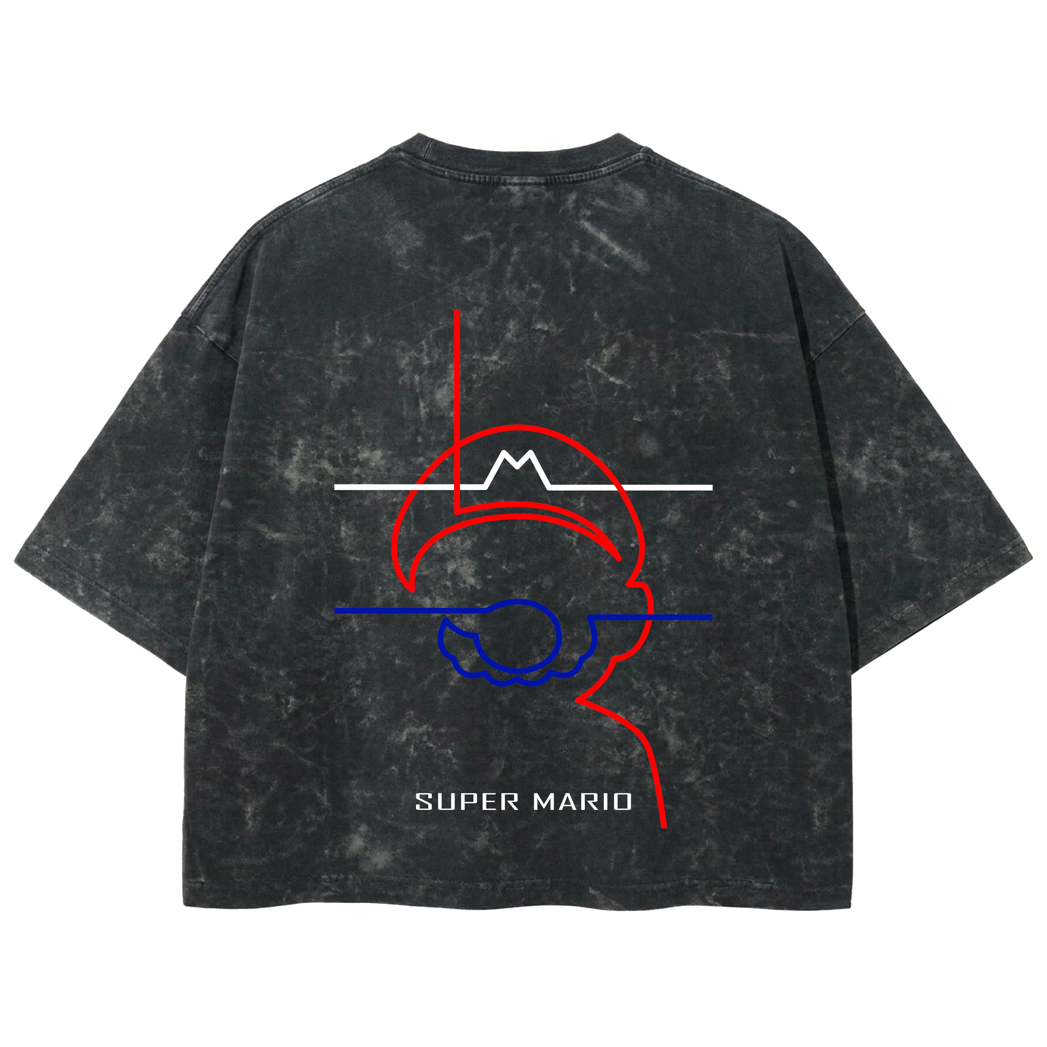 Playera streetwear premium de anime y gaming ExtraLife MX, corte boxy deluxe mineral wash heavyweight en color Acid Wash, moda urbana mexicana de culto.