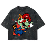 Playera streetwear premium de anime y gaming ExtraLife MX, corte boxy deluxe mineral wash heavyweight en color Acid Wash, moda urbana mexicana de culto.