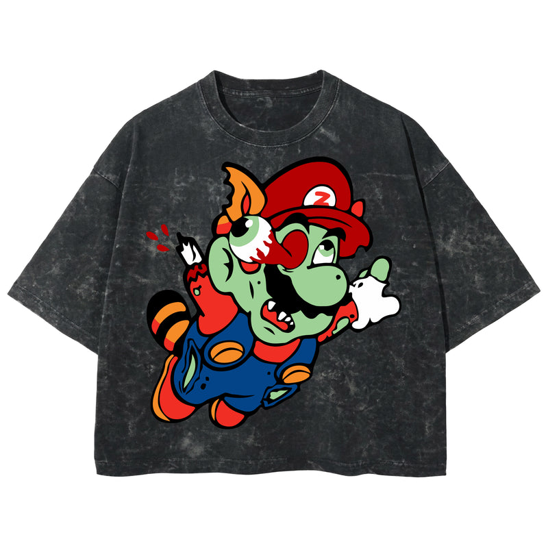 Playera streetwear premium de anime y gaming ExtraLife MX, corte boxy deluxe mineral wash heavyweight en color Acid Wash, moda urbana mexicana de culto.