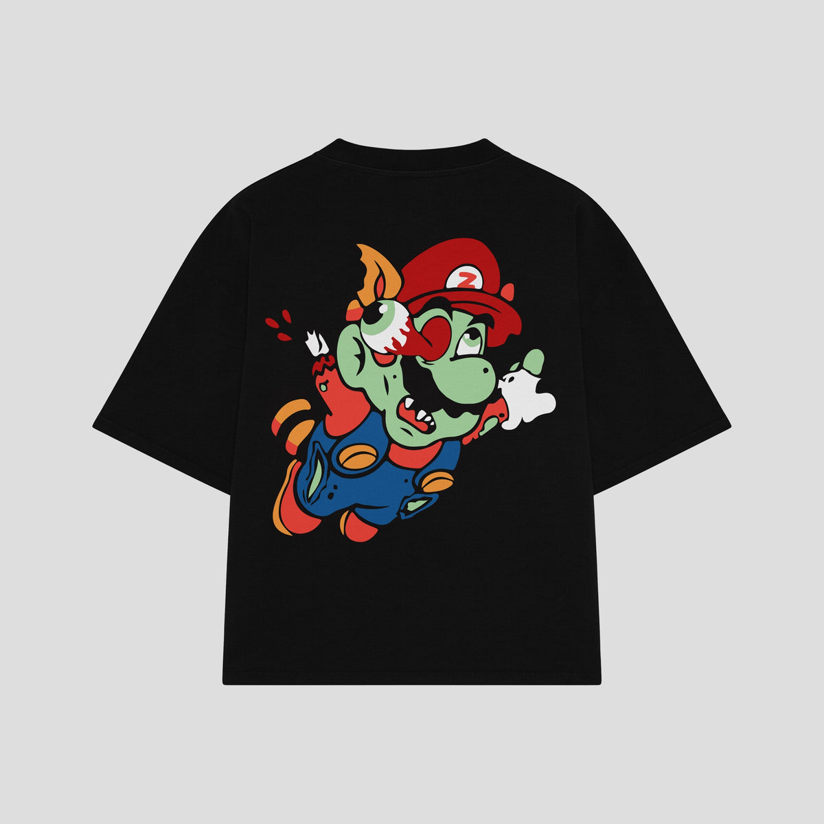 Playera streetwear premium de anime y gaming ExtraLife MX, corte oversized drop shoulder ligero y fresco en color Deep Black y Off-White, moda urbana mexicana de culto.