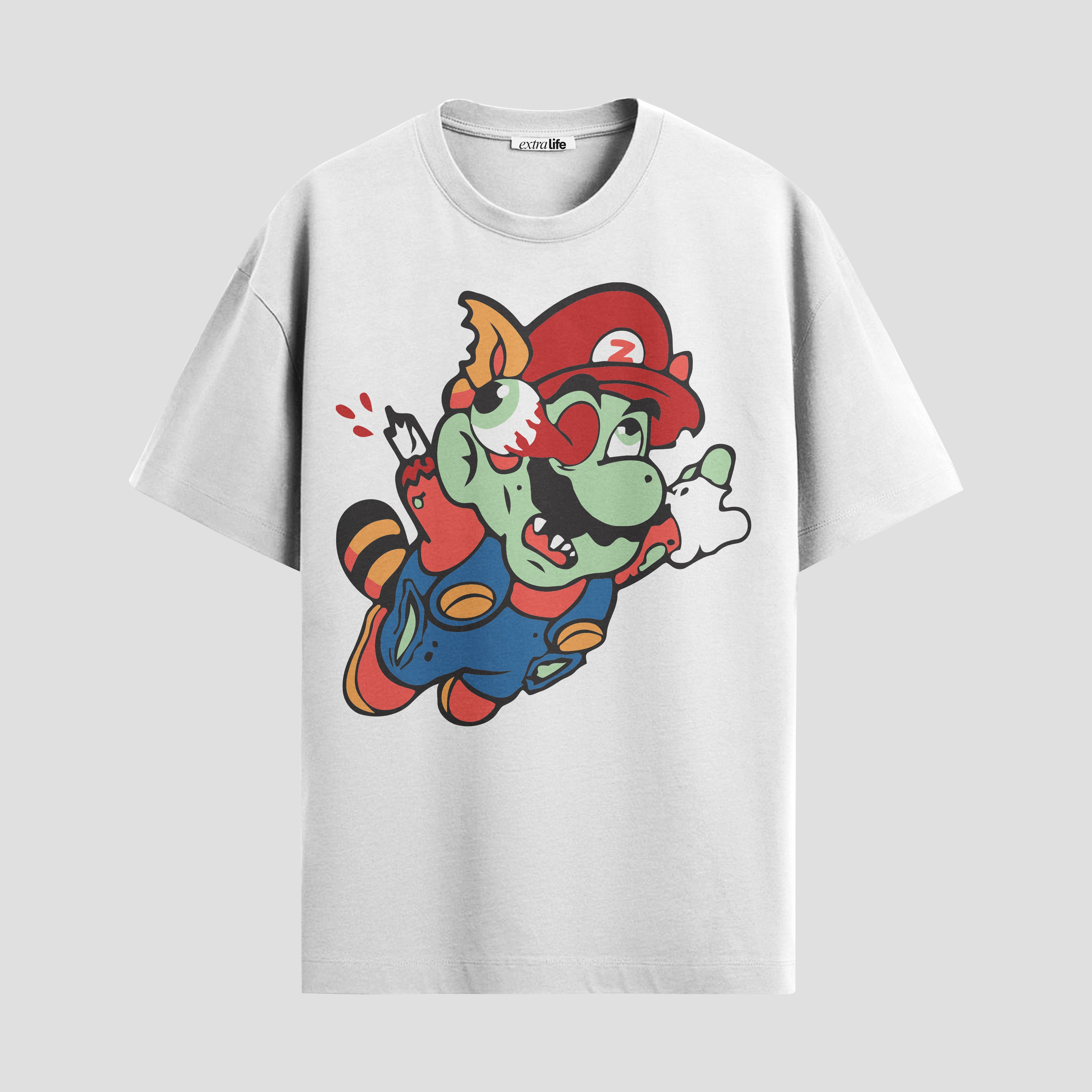 Playera urbana de anime y gaming ExtraLife MX, corte Standard Fit unisex ligero y transpirable en color Deep Black y Pure White, ropa de uso diario para gym y casual.