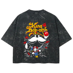 Playera streetwear premium de anime y gaming ExtraLife MX, corte boxy deluxe mineral wash heavyweight en color Acid Wash, moda urbana mexicana de culto.