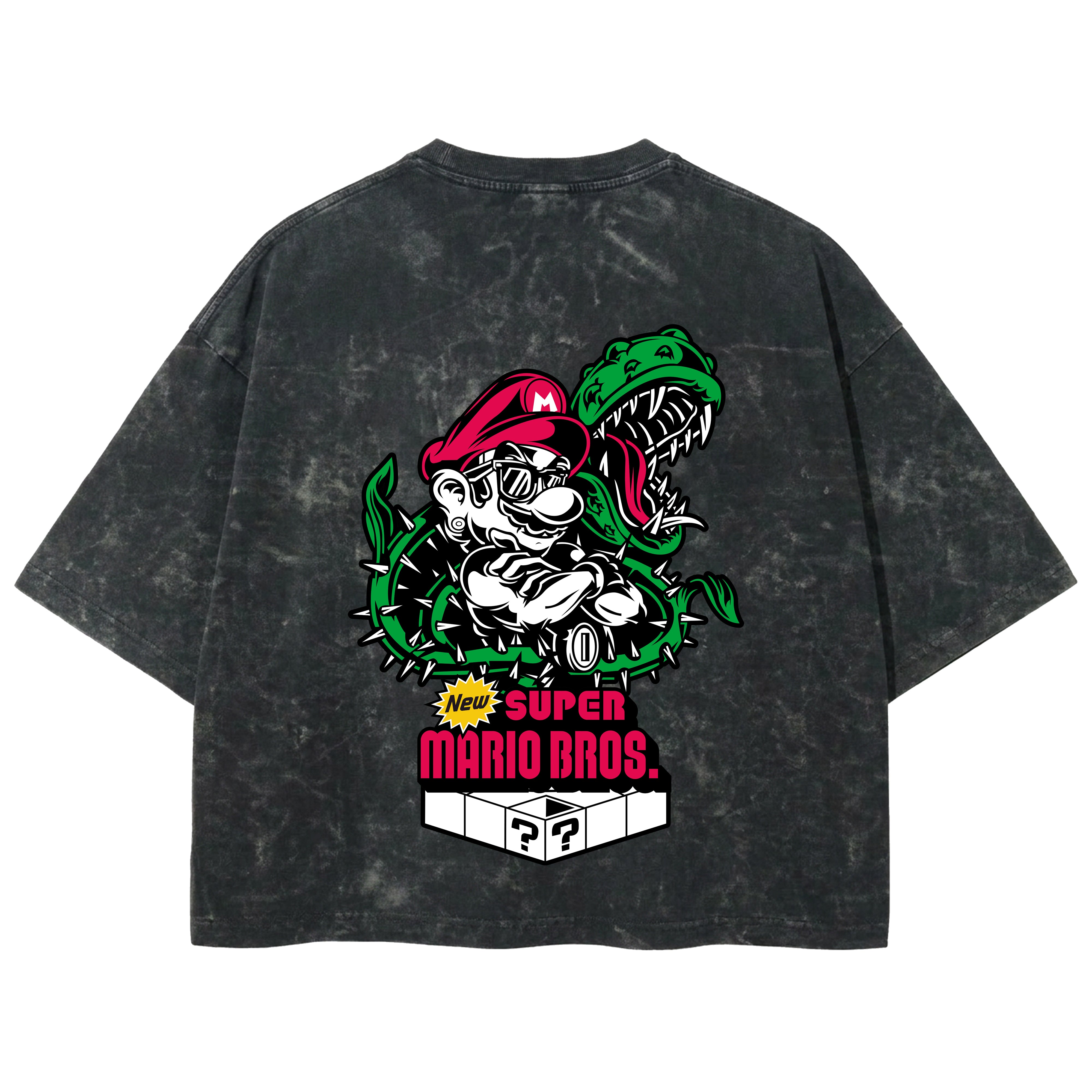 Playera streetwear premium de anime y gaming ExtraLife MX, corte boxy deluxe mineral wash heavyweight en color Acid Wash, moda urbana mexicana de culto.
