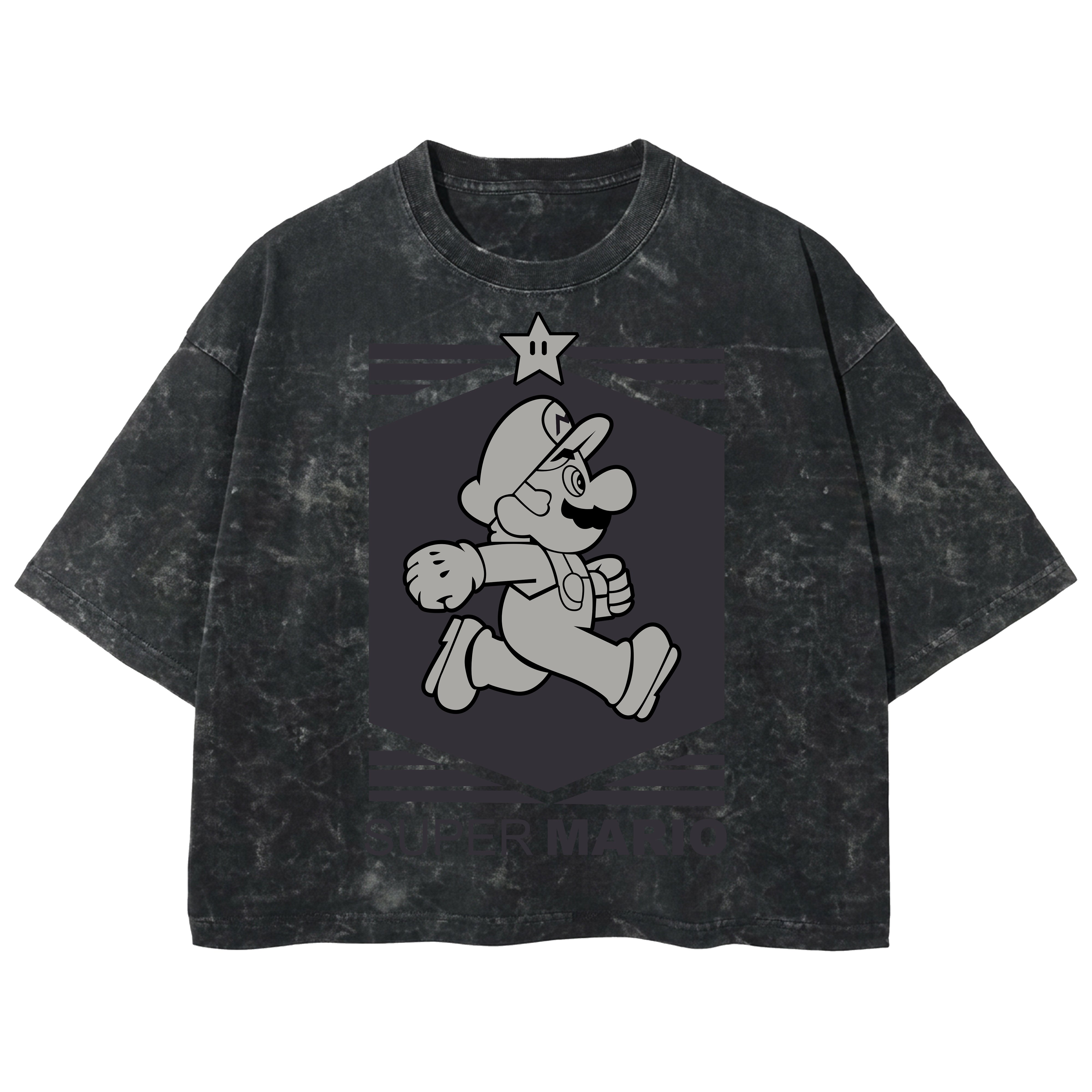 Playera streetwear premium de anime y gaming ExtraLife MX, corte boxy deluxe mineral wash heavyweight en color Acid Wash, moda urbana mexicana de culto.