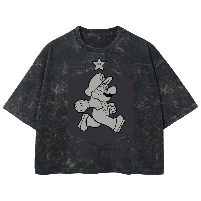 Playera streetwear premium de anime y gaming ExtraLife MX, corte boxy deluxe mineral wash heavyweight en color Acid Wash, moda urbana mexicana de culto.