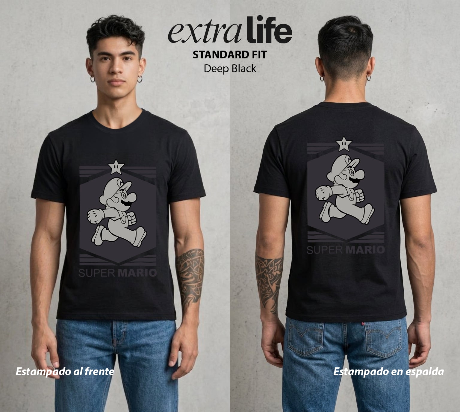 El Reino del Fontanero | El Fontanero Estelar #02251 - Playera Standard Fit | Deep Black - Foto en modelo