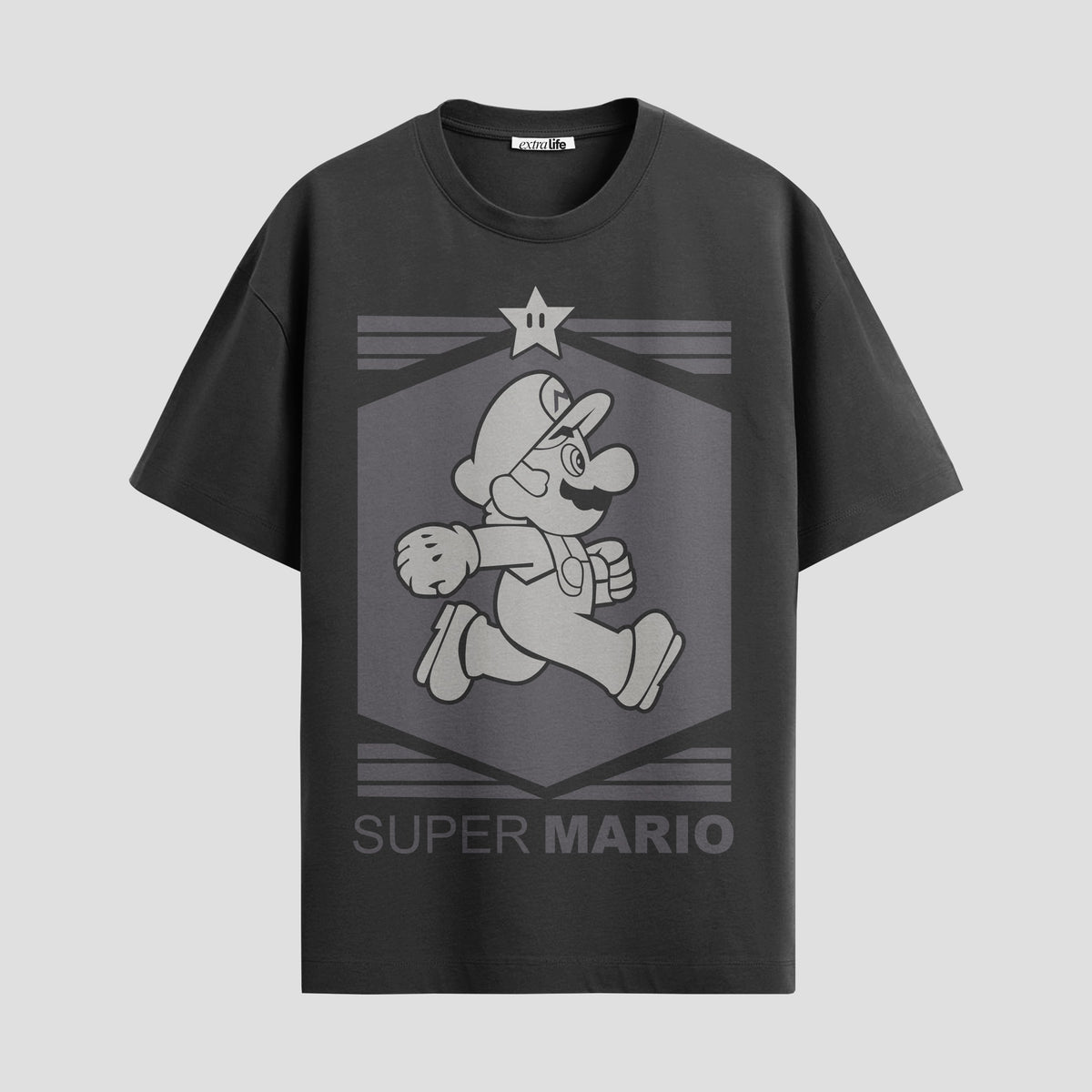 Playera urbana de anime y gaming ExtraLife MX, corte Classic Premium unisex ligero y transpirable en color Deep Black y Pure White, ropa de uso diario para gym y casual.