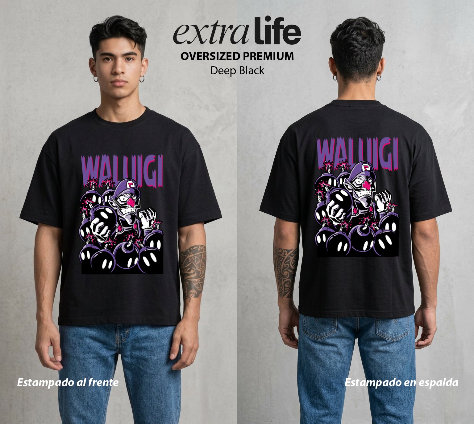 El Reino del Fontanero | El Fontanero del Bien #02254 - Playera Oversized Premium | Deep Black - Foto en modelo