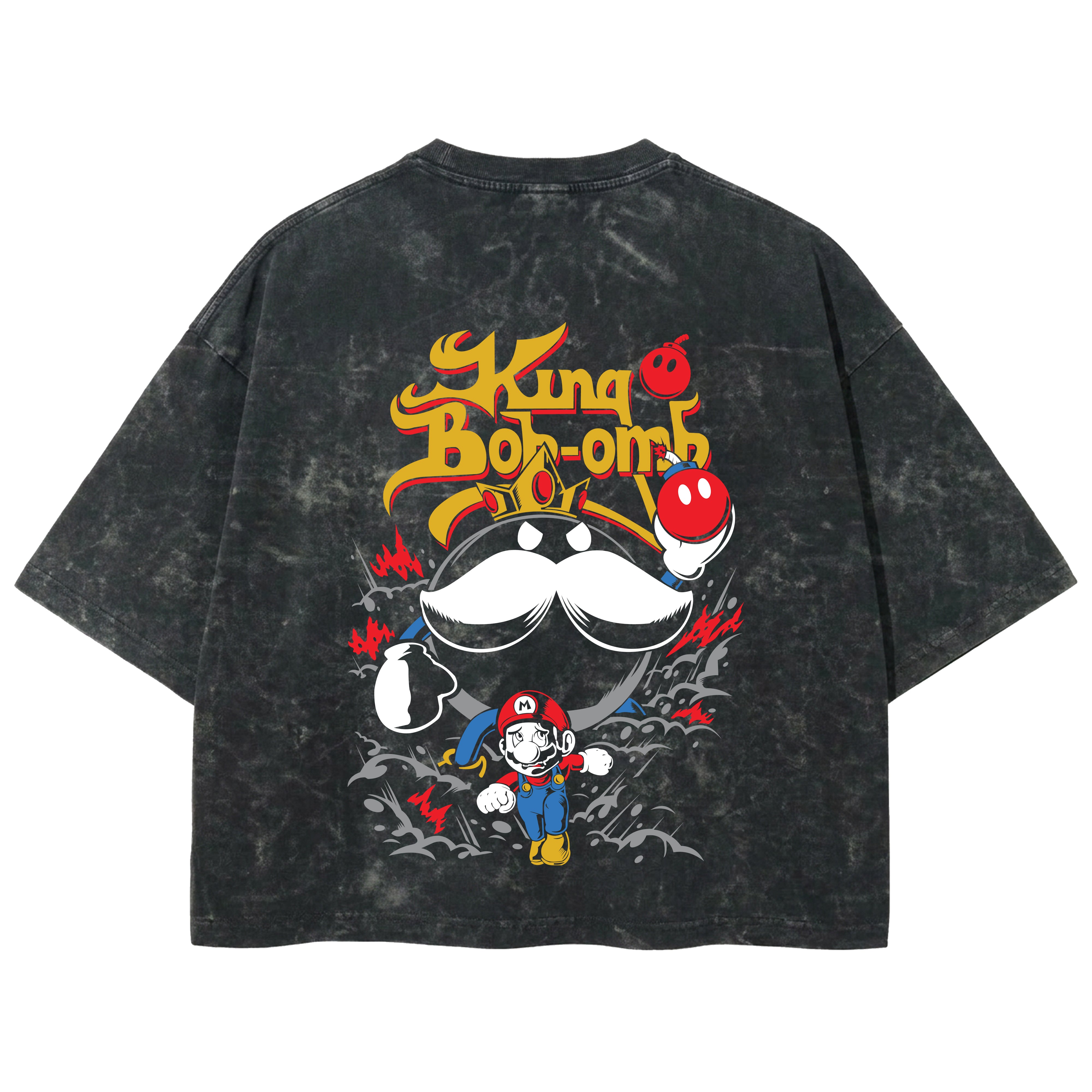 Playera streetwear premium de anime y gaming ExtraLife MX, corte boxy deluxe mineral wash heavyweight en color Acid Wash, moda urbana mexicana de culto.