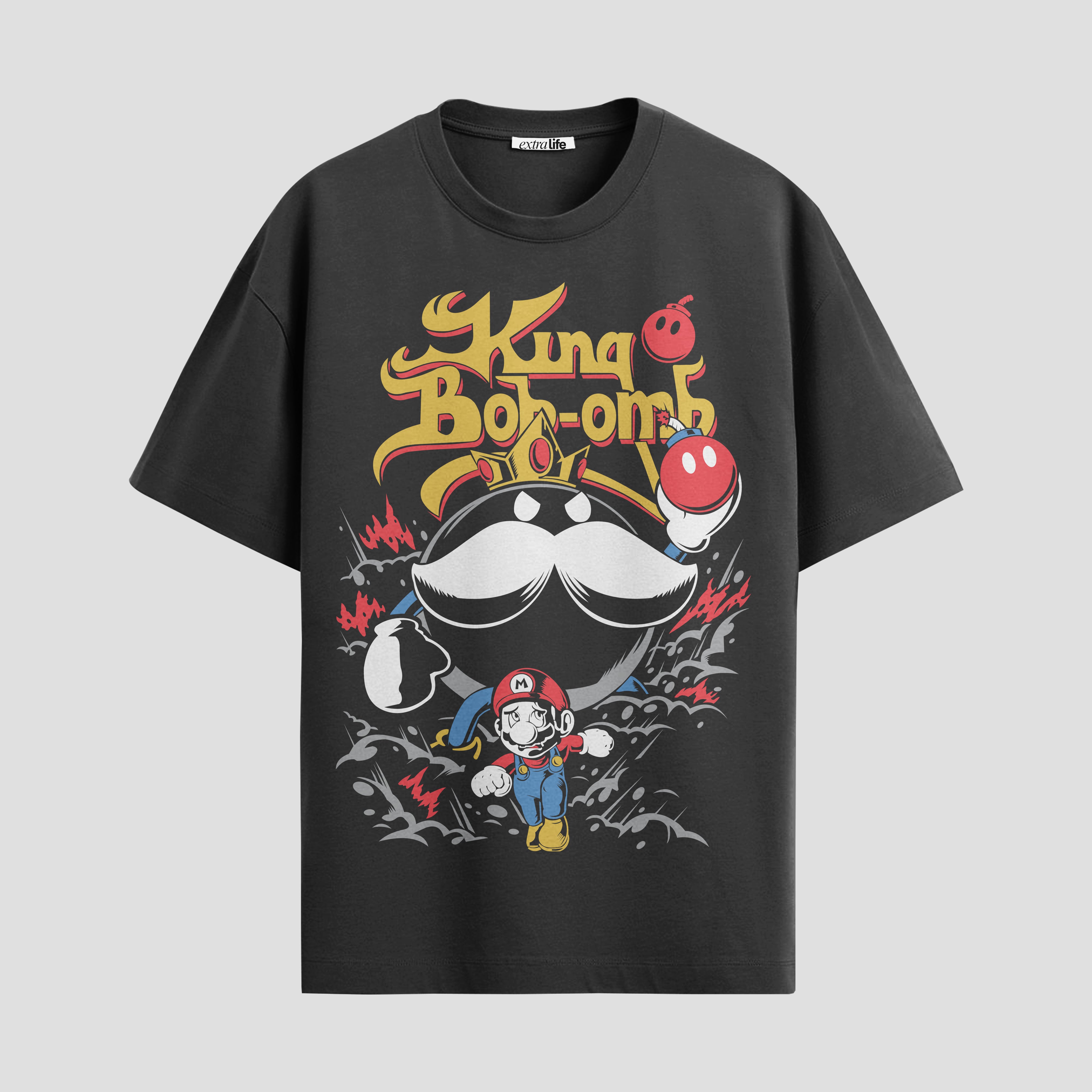 Playera urbana de anime y gaming ExtraLife MX, corte Standard Fit unisex ligero y transpirable en color Deep Black y Pure White, ropa de uso diario para gym y casual.