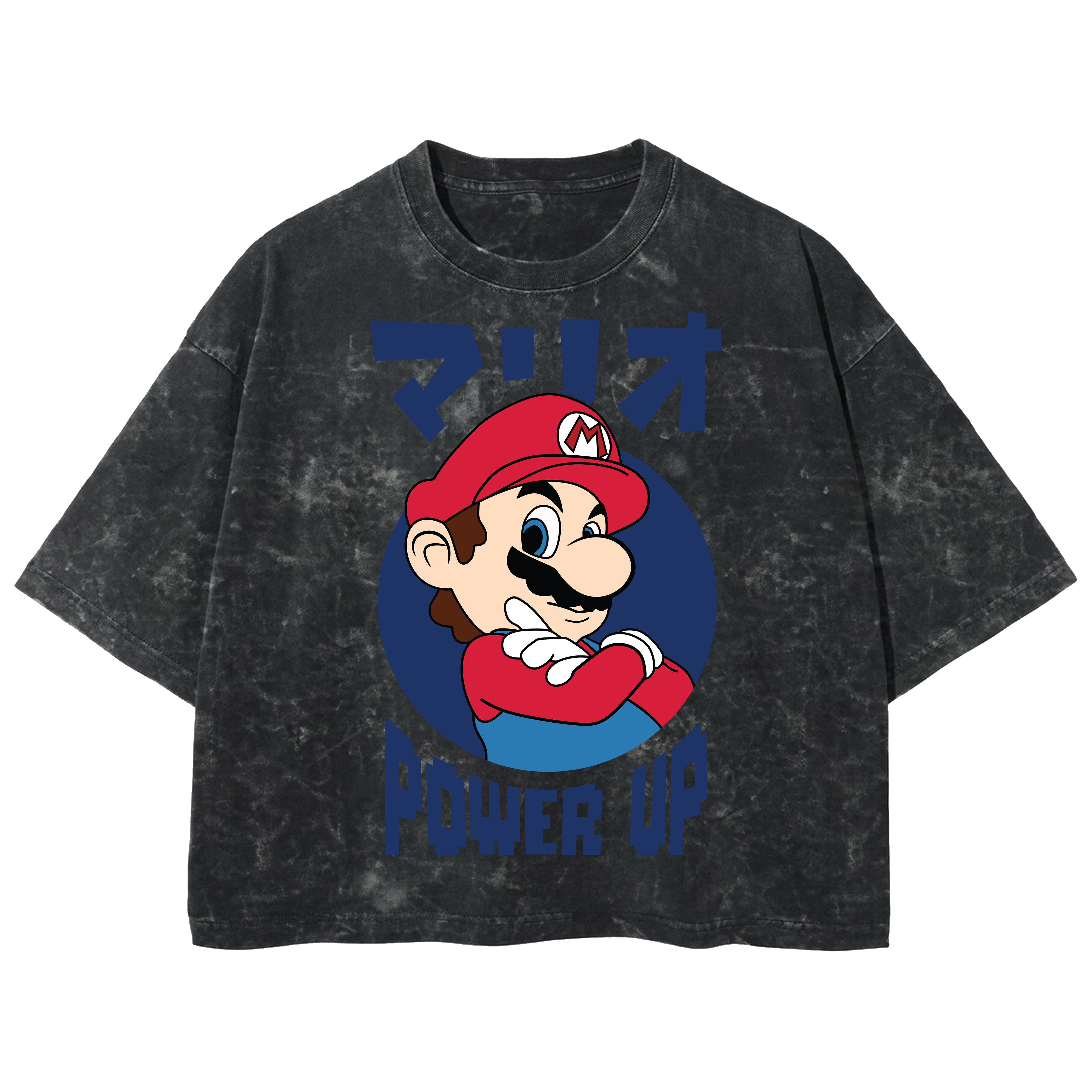 Playera streetwear premium de anime y gaming ExtraLife MX, corte boxy deluxe mineral wash heavyweight en color Acid Wash, moda urbana mexicana de culto.