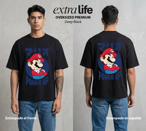 El Reino del Fontanero | El Campeon del Hongo #02256 - Playera Oversized Premium | Deep Black - Foto en modelo