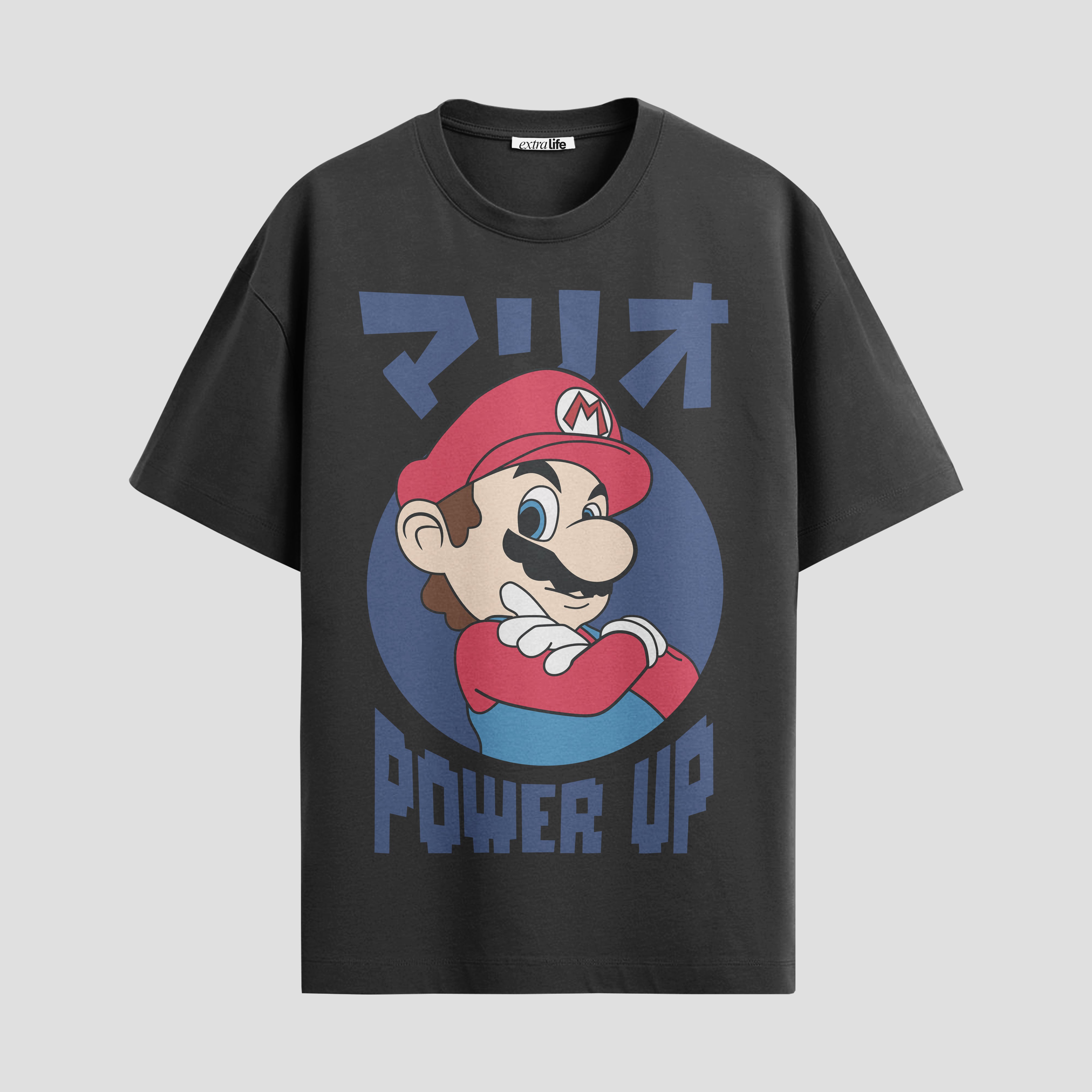 Playera urbana de anime y gaming ExtraLife MX, corte Standard Fit unisex ligero y transpirable en color Deep Black y Pure White, ropa de uso diario para gym y casual.