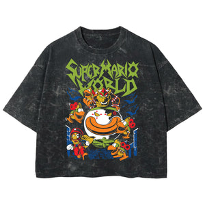 Playera streetwear premium de anime y gaming ExtraLife MX, corte boxy deluxe mineral wash heavyweight en color Acid Wash, moda urbana mexicana de culto.