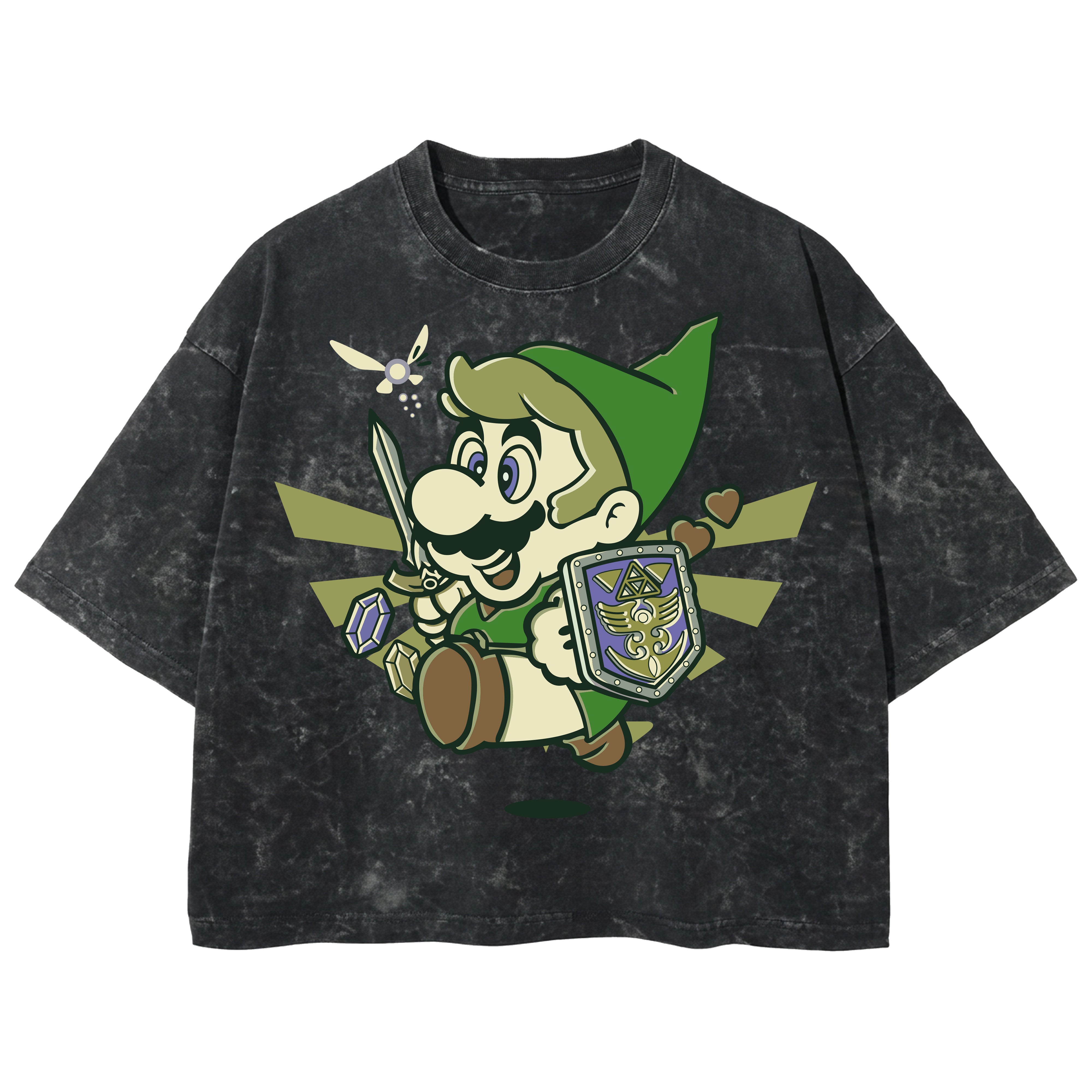 Playera streetwear premium de anime y gaming ExtraLife MX, corte boxy deluxe mineral wash heavyweight en color Acid Wash, moda urbana mexicana de culto.