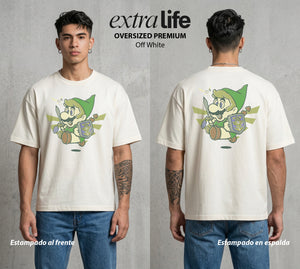 El Reino del Fontanero | El Clasico del Bien #02260 - Playera Oversized Premium | Off White - Foto en modelo