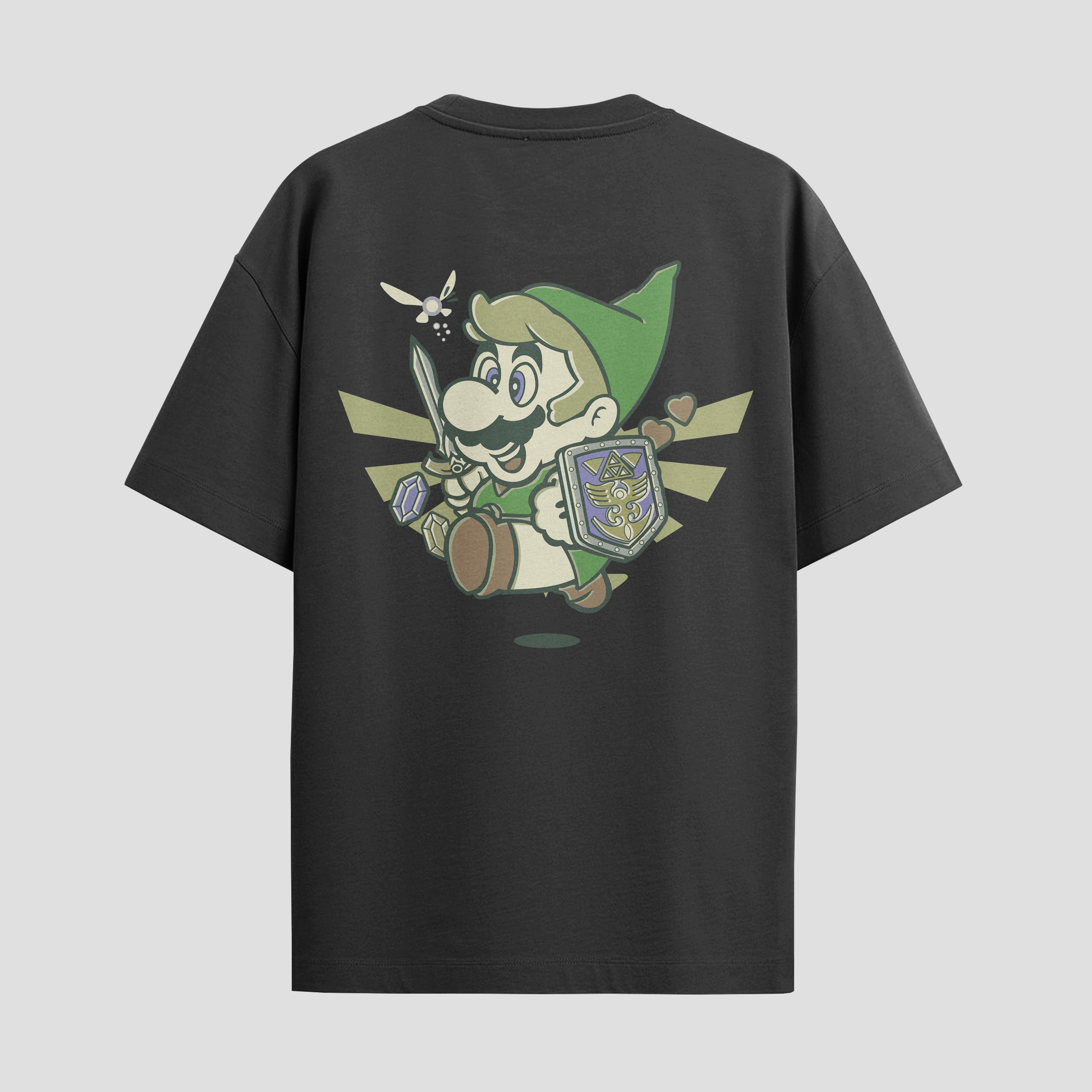 Playera urbana de anime y gaming ExtraLife MX, corte Standard Fit unisex ligero y transpirable en color Deep Black y Pure White, ropa de uso diario para gym y casual.