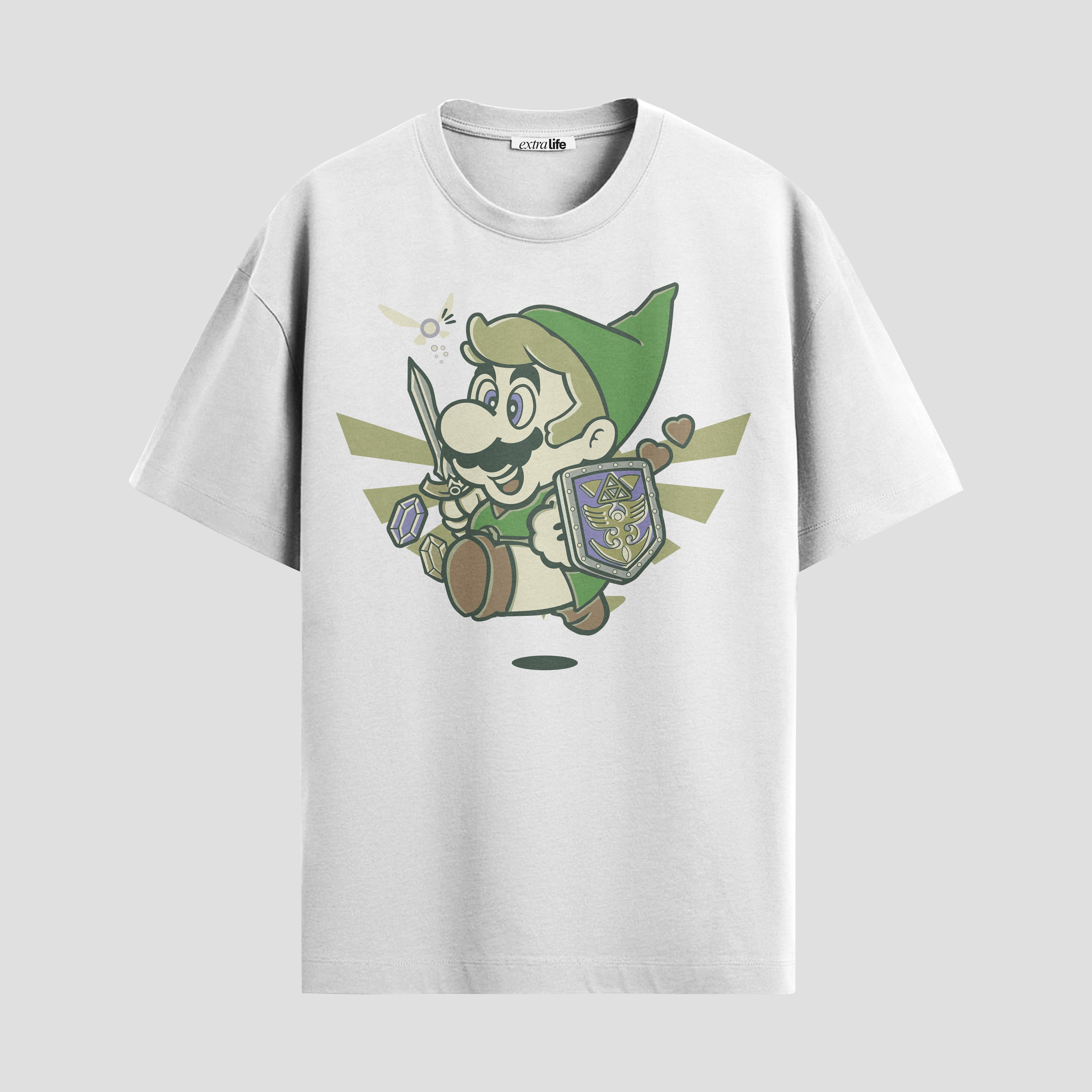 Playera urbana de anime y gaming ExtraLife MX, corte Standard Fit unisex ligero y transpirable en color Deep Black y Pure White, ropa de uso diario para gym y casual.