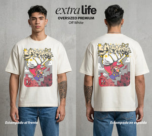 El Reino del Fontanero | El Saltador del Reino #02261 - Playera Oversized Premium | Off White - Foto en modelo