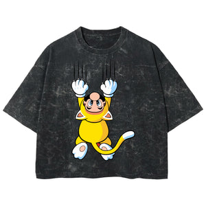 Playera streetwear premium de anime y gaming ExtraLife MX, corte boxy deluxe mineral wash heavyweight en color Acid Wash, moda urbana mexicana de culto.