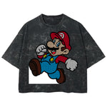 Playera streetwear premium de anime y gaming ExtraLife MX, corte boxy deluxe mineral wash heavyweight en color Acid Wash, moda urbana mexicana de culto.