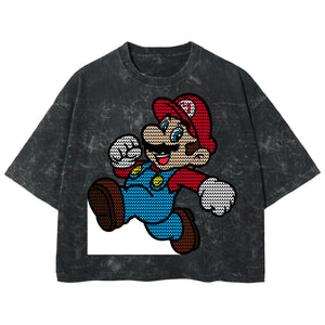 Playera streetwear premium de anime y gaming ExtraLife MX, corte boxy deluxe mineral wash heavyweight en color Acid Wash, moda urbana mexicana de culto.