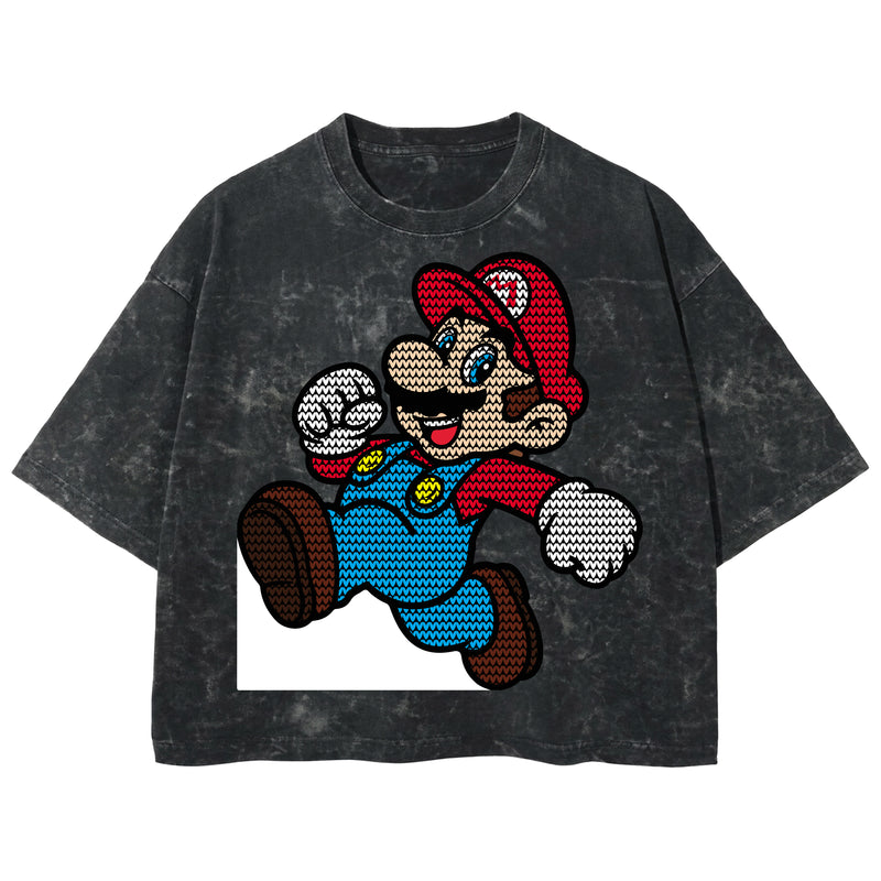 Playera streetwear premium de anime y gaming ExtraLife MX, corte boxy deluxe mineral wash heavyweight en color Acid Wash, moda urbana mexicana de culto.