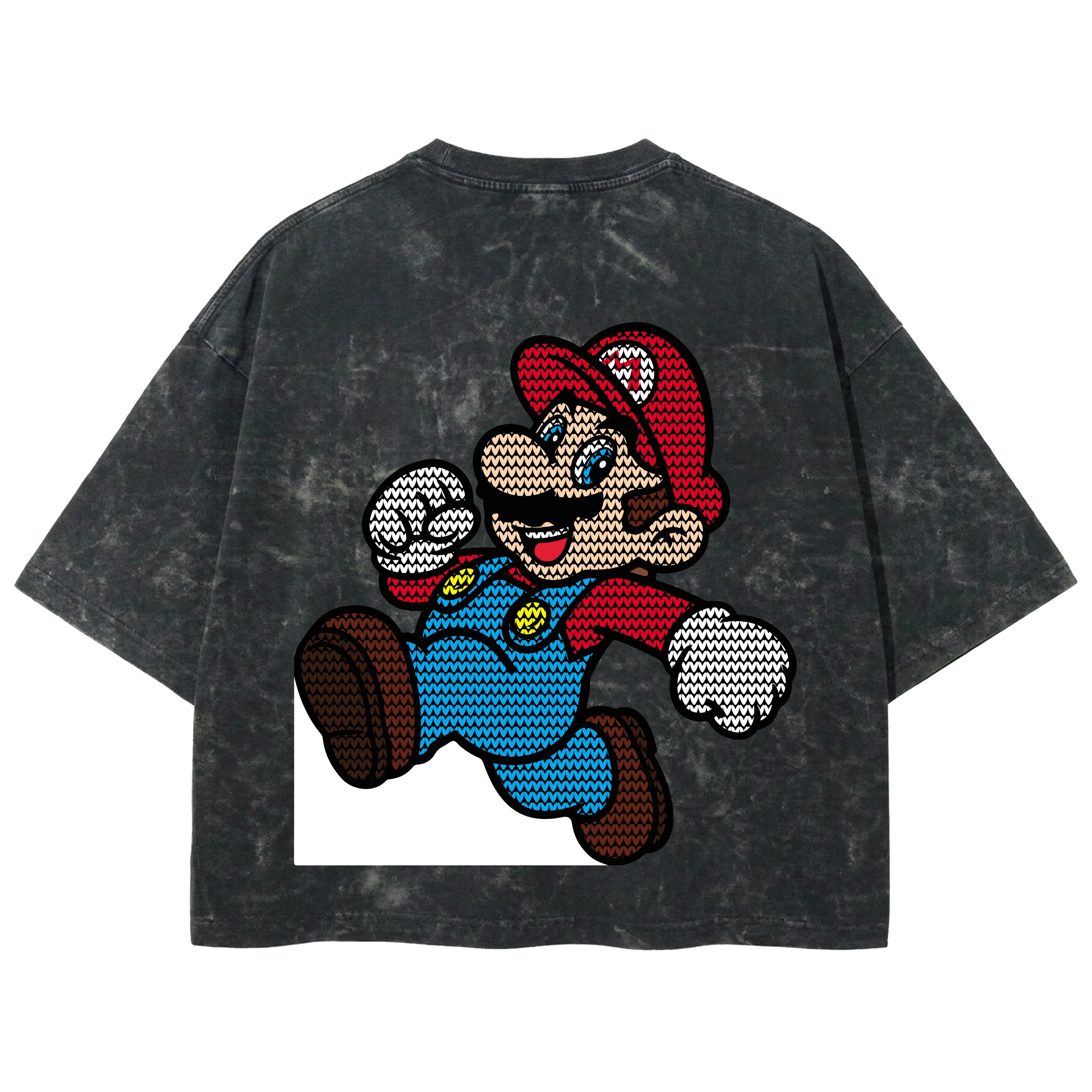 Playera streetwear premium de anime y gaming ExtraLife MX, corte boxy deluxe mineral wash heavyweight en color Acid Wash, moda urbana mexicana de culto.