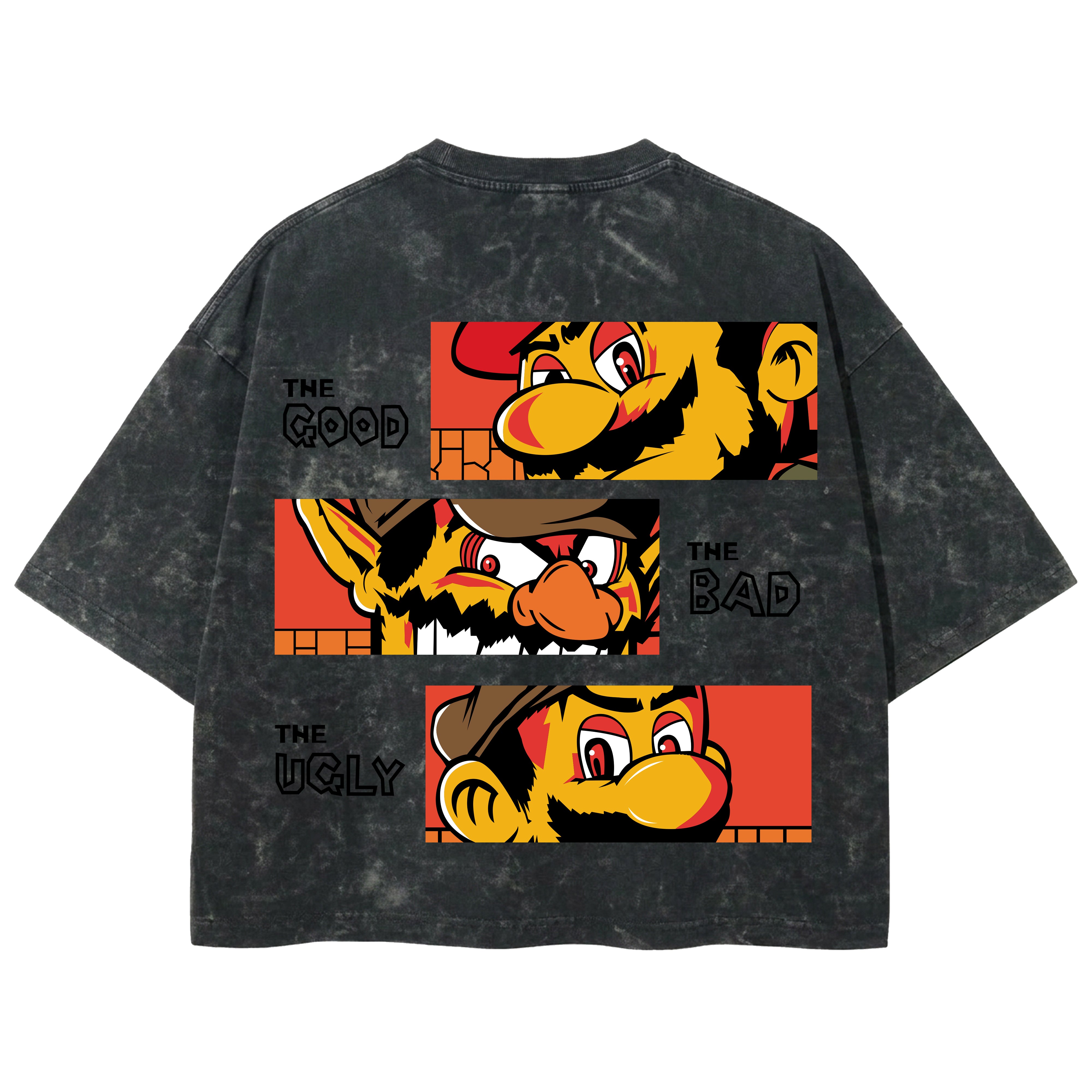 Playera streetwear premium de anime y gaming ExtraLife MX, corte boxy deluxe mineral wash heavyweight en color Acid Wash, moda urbana mexicana de culto.