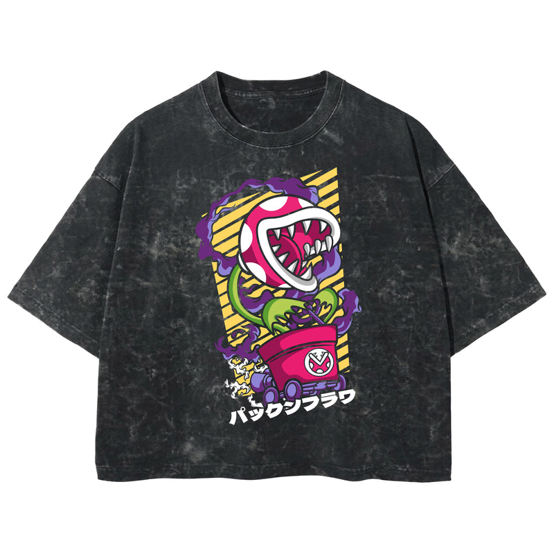 Playera streetwear premium de anime y gaming ExtraLife MX, corte boxy deluxe mineral wash heavyweight en color Acid Wash, moda urbana mexicana de culto.