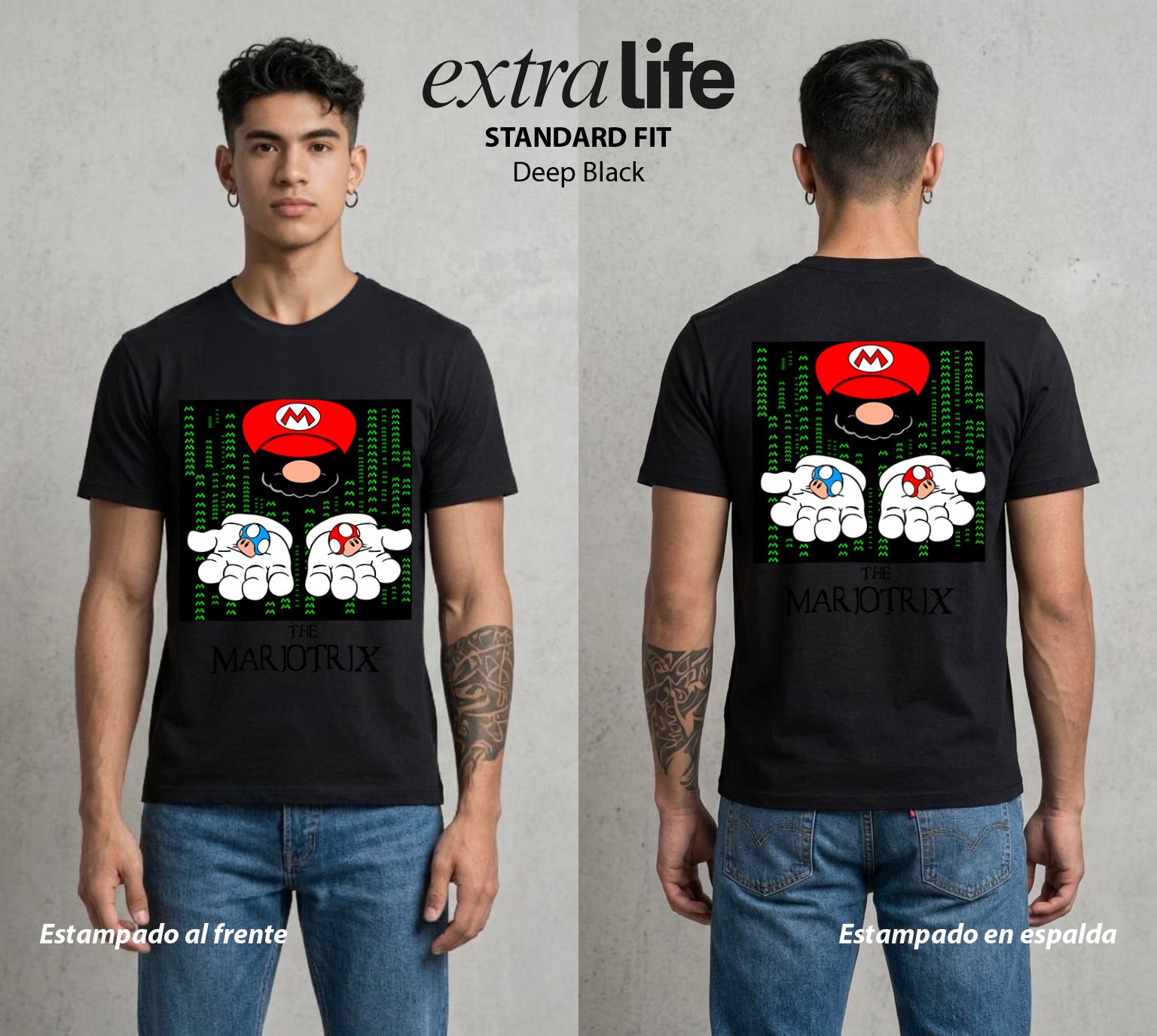 El Reino del Fontanero | El Campeon del Hongo #02271 - Playera Standard Fit | Deep Black - Foto en modelo