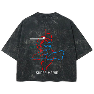 Playera streetwear premium de anime y gaming ExtraLife MX, corte boxy deluxe mineral wash heavyweight en color Acid Wash, moda urbana mexicana de culto.