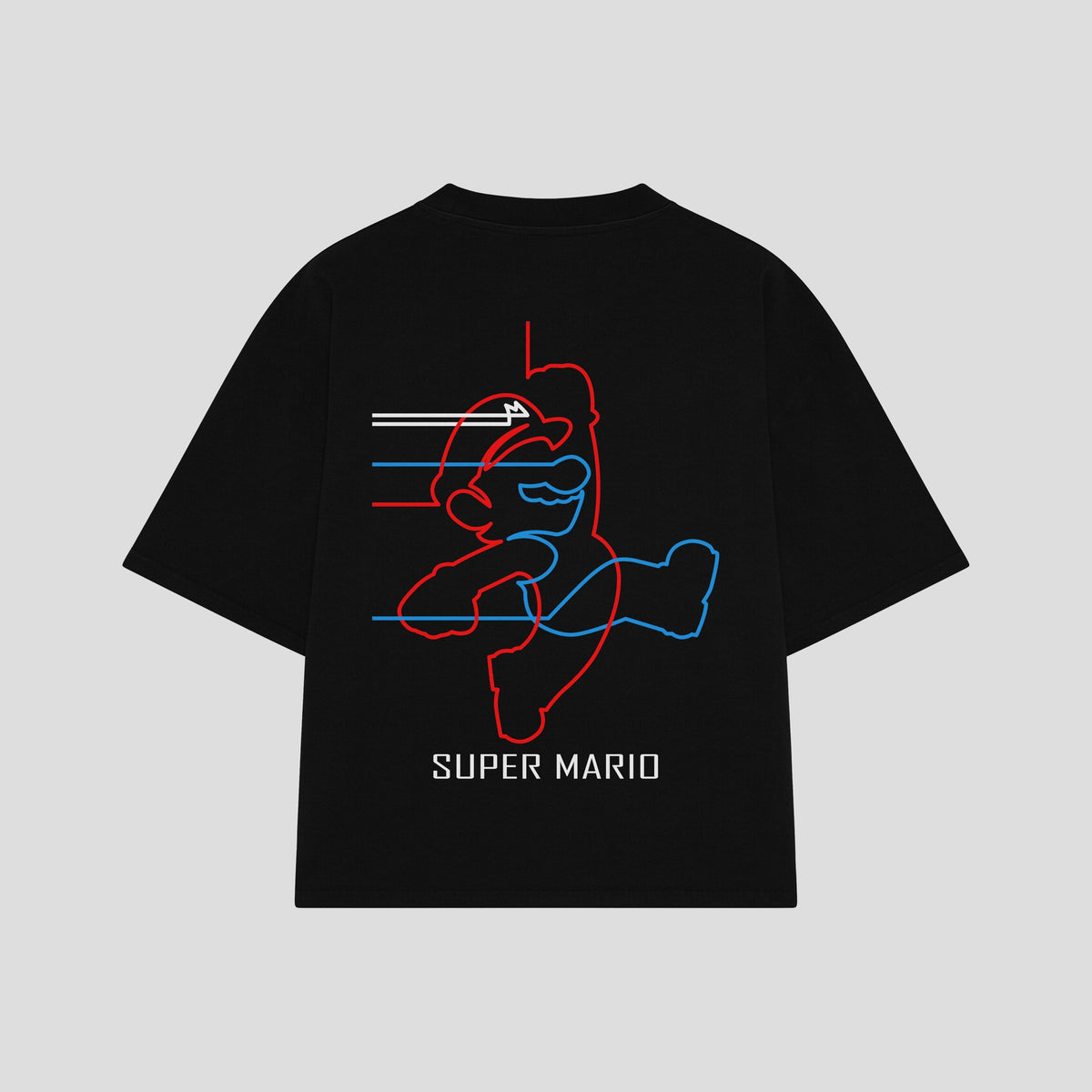 Playera streetwear premium de anime y gaming ExtraLife MX, corte oversized drop shoulder ligero y fresco en color Deep Black y Off-White, moda urbana mexicana de culto.
