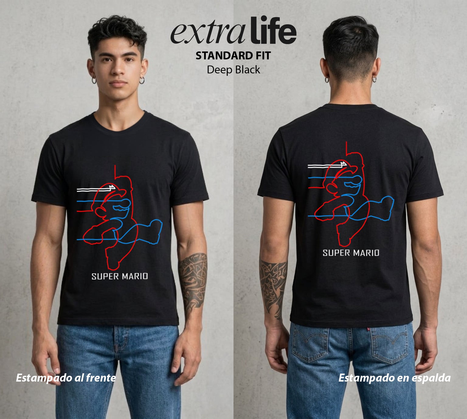 El Reino del Fontanero | El Heroe del Reino #02274 - Playera Standard Fit | Deep Black - Foto en modelo