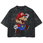 Playera streetwear premium de anime y gaming ExtraLife MX, corte boxy deluxe mineral wash heavyweight en color Acid Wash, moda urbana mexicana de culto.