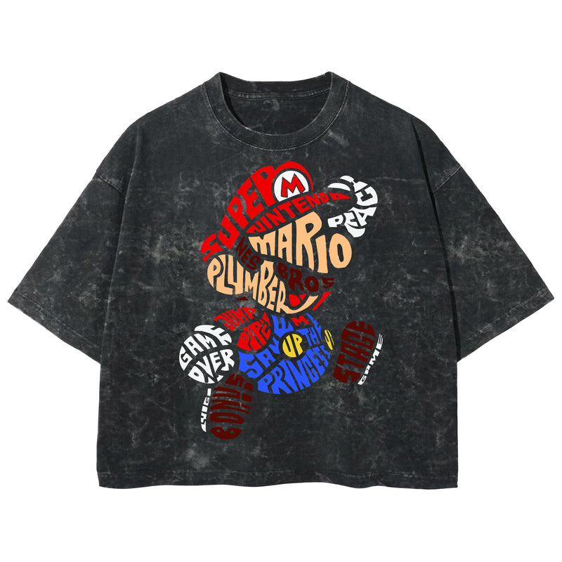 Playera streetwear premium de anime y gaming ExtraLife MX, corte boxy deluxe mineral wash heavyweight en color Acid Wash, moda urbana mexicana de culto.