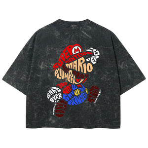 Playera streetwear premium de anime y gaming ExtraLife MX, corte boxy deluxe mineral wash heavyweight en color Acid Wash, moda urbana mexicana de culto.