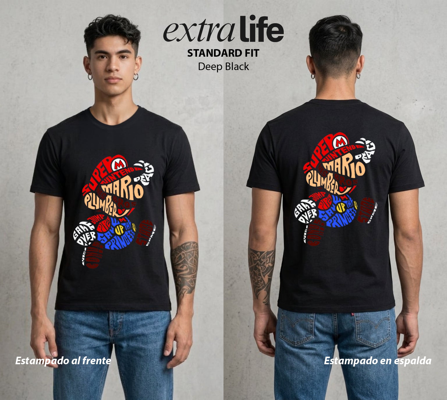 El Reino del Fontanero | El Saltador del Reino #02275 - Playera Standard Fit | Deep Black - Foto en modelo
