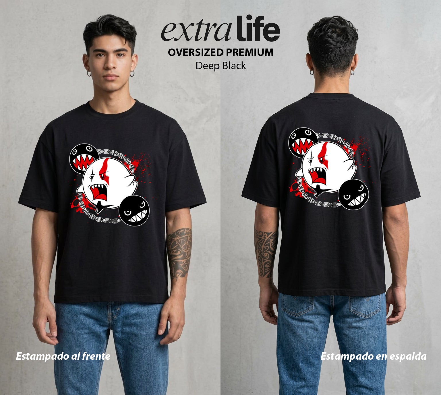 El Reino del Fontanero | El Fontanero Estelar #02278 - Playera Oversized Premium | Deep Black - Foto en modelo