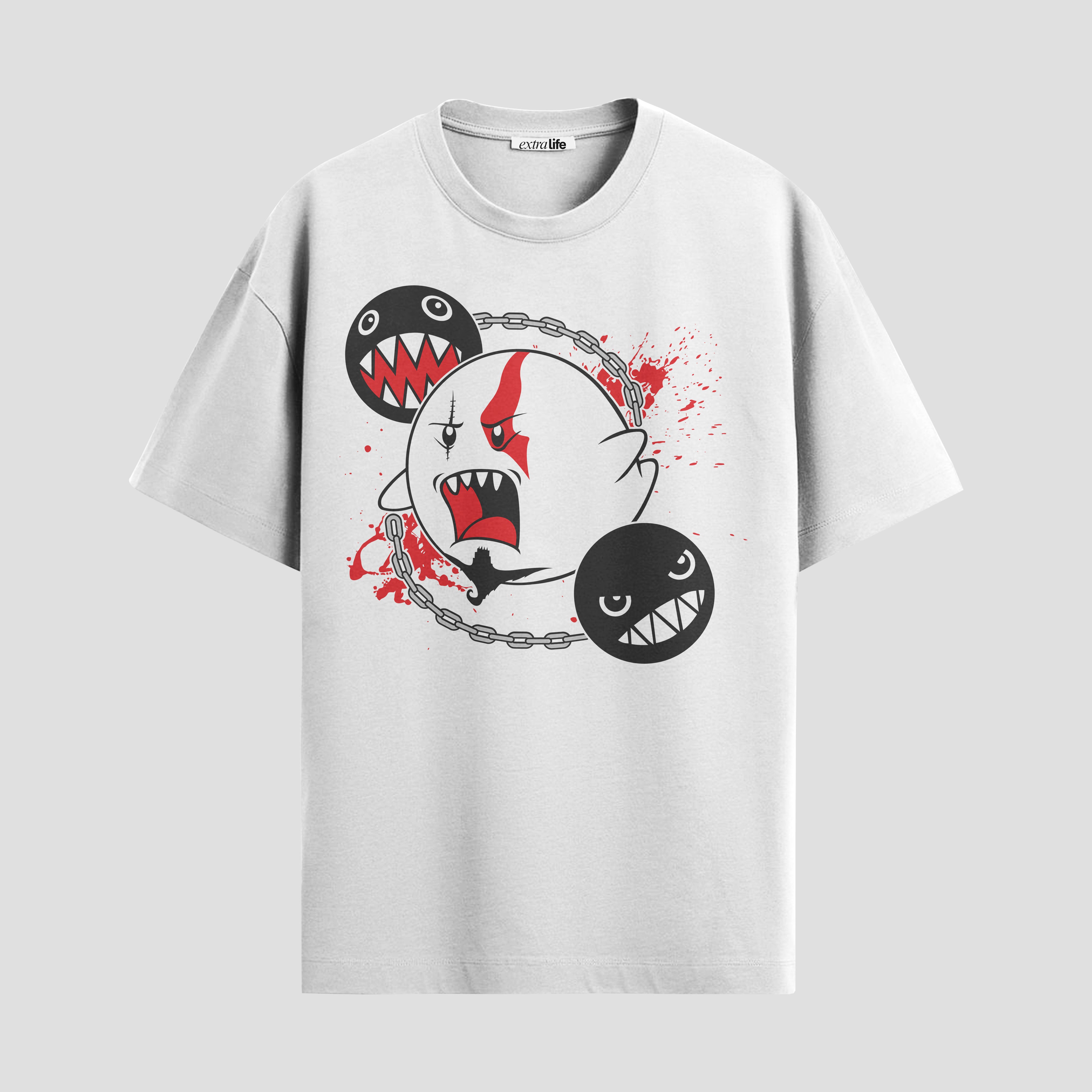 Playera urbana de anime y gaming ExtraLife MX, corte Standard Fit unisex ligero y transpirable en color Deep Black y Pure White, ropa de uso diario para gym y casual.