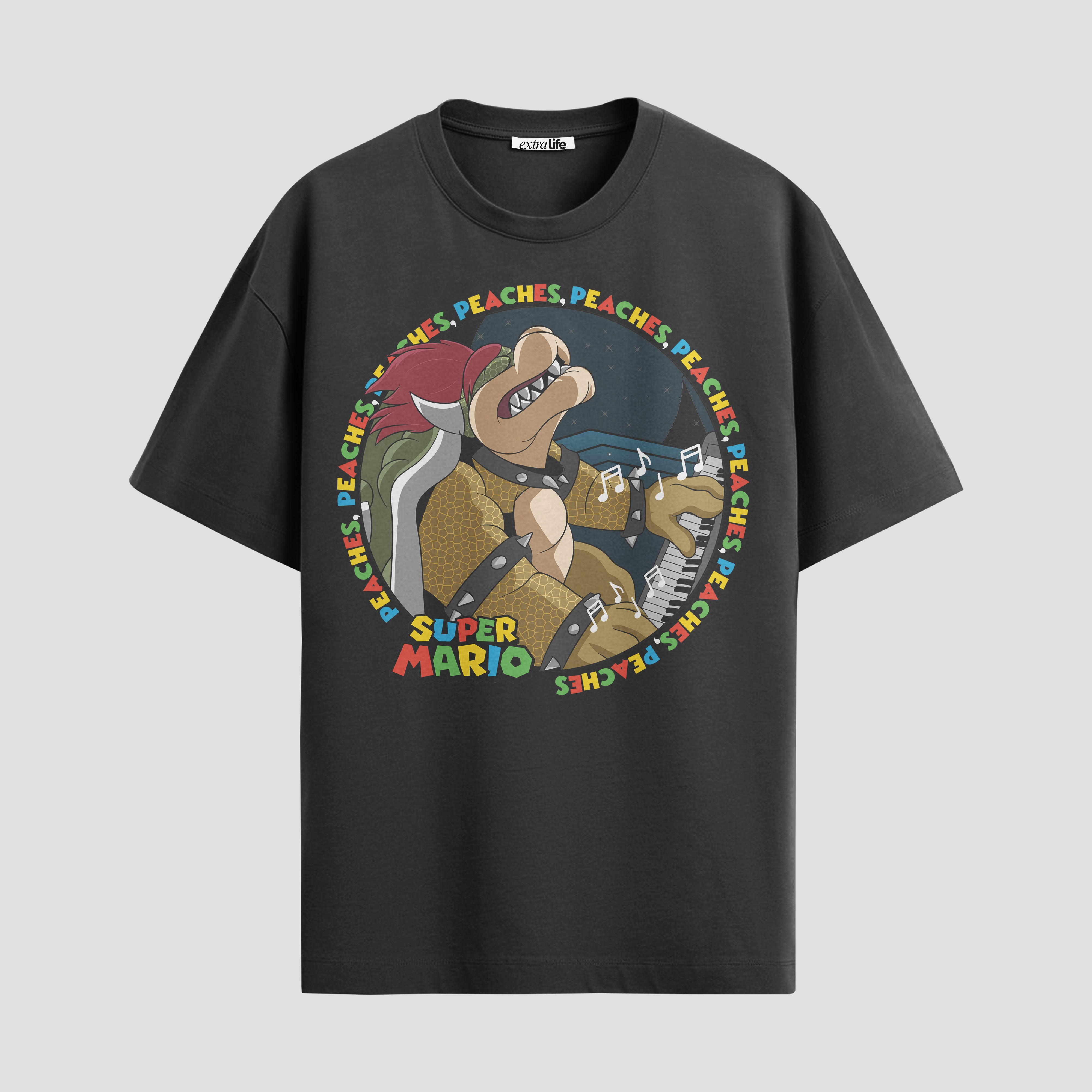 Playera urbana de anime y gaming ExtraLife MX, corte Standard Fit unisex ligero y transpirable en color Deep Black y Pure White, ropa de uso diario para gym y casual.