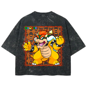 Playera streetwear premium de anime y gaming ExtraLife MX, corte boxy deluxe mineral wash heavyweight en color Acid Wash, moda urbana mexicana de culto.