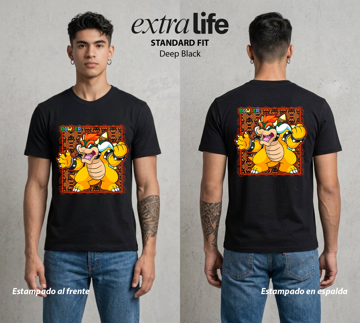 El Reino del Fontanero | El Heroe del Reino #02280 - Playera Standard Fit | Deep Black - Foto en modelo