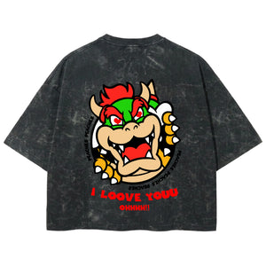 Playera streetwear premium de anime y gaming ExtraLife MX, corte boxy deluxe mineral wash heavyweight en color Acid Wash, moda urbana mexicana de culto.