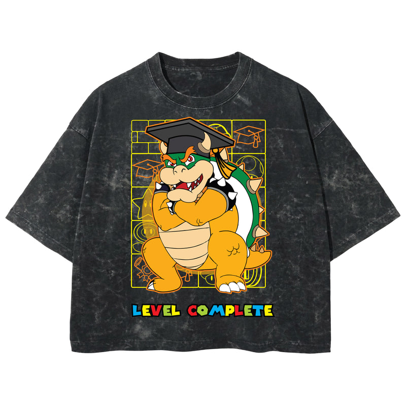 Playera streetwear premium de anime y gaming ExtraLife MX, corte boxy deluxe mineral wash heavyweight en color Acid Wash, moda urbana mexicana de culto.