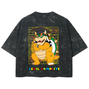 Playera streetwear premium de anime y gaming ExtraLife MX, corte boxy deluxe mineral wash heavyweight en color Acid Wash, moda urbana mexicana de culto.