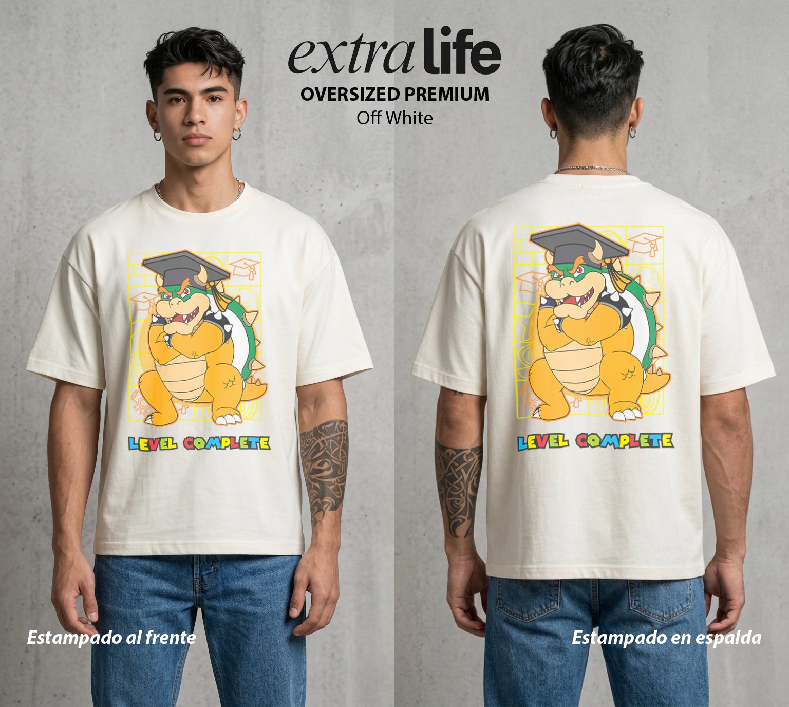 El Reino del Fontanero | El Fontanero Estelar en su Graduacion #02282 - Playera Oversized Premium | Off White - Foto en modelo